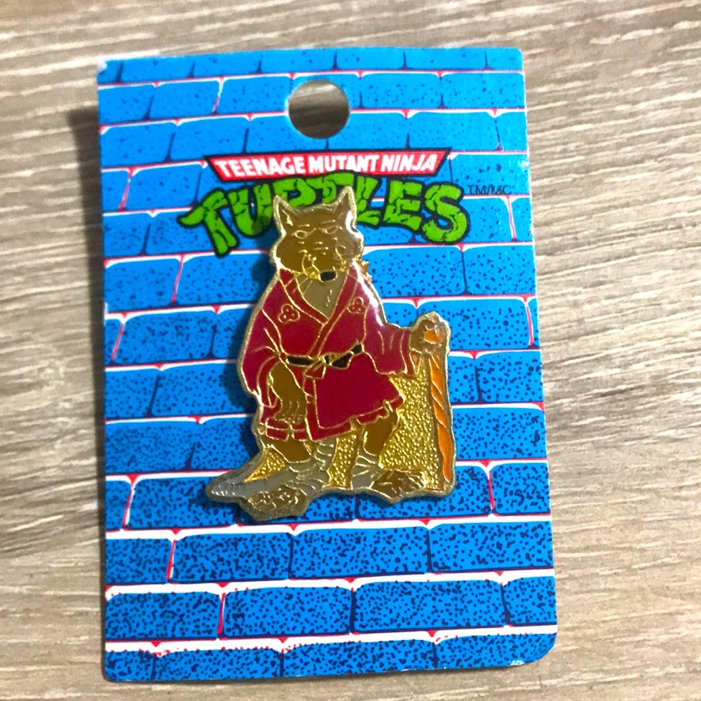 Vintage 1990 TMNT Ninja Turtles Splinter Pin (Mint in Packaging)